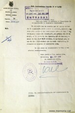 Notificació del Govern Civil a l’Alcalde comunicant la prohibició de celebrar la conferència Centralisme i autonomia municipal.