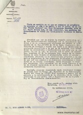 Notificació del Govern Civil a Lluís Alegre Fainé, comunicant-li la prohibició.