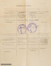 Registre del canvi de residència de Romorantin a Gragnague, el 27/6/1940, i amb destinació cap a Espanya el 10/8/1940. (Col·lecció familiar).