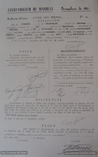 Anys 1934 i 1950: documentació inèdita sobre el reemplaç del servei militar de 1934 a Manresa, en què apareix el nom de Joaquim Amat-Piniella i segons la qual es constata que en va ser exclòs. (Arxiu Comarcal del Bages).