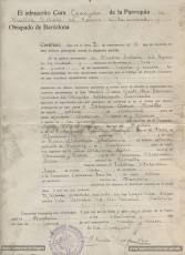 28/6/1939: certificat de matrimoni de Joaquim Amat i Maria Llaveries. Documentació inèdita. (Arxiu Comarcal del Bages. Fons Joaquim Amat-Piniella)