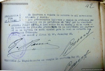El jutge decreta presó preventiva per l'Antonieta Feliu a la presó de Manresa (20-10-1939).  