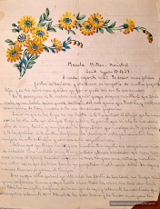 Segona carta decorada, aquesta amb unes margarides amb data de 17 de desembre de 1939. (Arxiu familiar).
