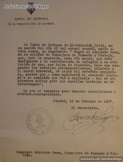 15-12-1937. La Junta demana l’adquisició de dinamita perquè no s’hagin d’interrompre els treballs en els refugis. (Arxiu Comarcal del Bages).