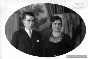 Antoni Buira Farré (mort a la zona de Corbera d’Ebre) i la seva muller, Pepeta Orriols, el dia del seu casament.