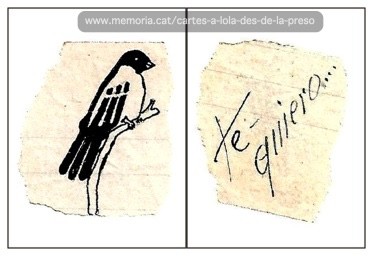 Minúscul estrip de paper (4 cm d'alt) guardat al sobre de la carta de 3 de juliol de 1941. L'oreneta, a tinta, és sens dubte obra de Pere Alsina.