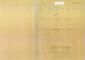 Portada de l’expedient de deportat polític d’Antonio Meca Sánchez. (Font: Archives des Victimes des Conflits Contemporanis – Caen, França).

