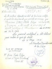 31/3/1948: certificat del ministeri francès sobre la seva estada a Mauthausen. (Font: Archives des Victimes des Conflits Contemporanis – Caen, França).

