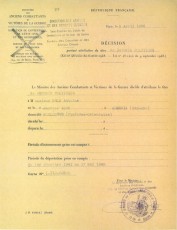 5/4/1956. Atribució del títol de deportat polític per la república francesa. (Font: Archives des Victimes des Conflits Contemporanis – Caen, França).