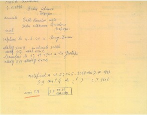 21/3/1968: fitxa de control amb el recorregut de la seva deportació. (Font: Archives des Victimes des Conflits Contemporanis – Caen, França).