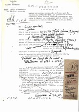 Una de les pàgines del dossier de refugiat a França, del 1957. Hi consta el seu domicili de Carmaux. (OFPRA).