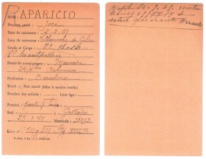 Acta de defunció de Josep Aparicio, feta a Dachau l'1-11-1944. (Font: ITS Bad Arolsen)