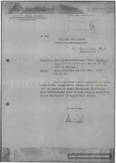 Resposta del RSHA -organització subordinada de les SS- a la Creu Roja alemanya, respecte la situació de Pere Barrull. Amb data 2-7-1943 comunica la seva mort per presumpte embòlia dos anys abans, el 23-9-1941. (Font: ITS Bad Arolsen)