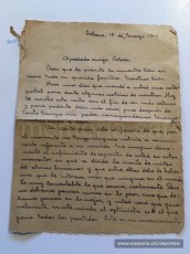 Carta de març de 1945 de Francesc Vilaró (Orleans) a Dolors Vila (Sant Joan de V.), animant-la, malgrat no tenir encara notícies de Pere Brunet (Font: arxiu personal de Ferran Brunet)