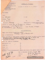 Fulls de recerca de desaparegut emesos pel govern francès entre 1945 i 1946, a petició d'Ignasi Vilaró. Vilaró era un company manresà de Brunet amb qui compartí l'exili, la detenció i l'internament a Compiègne. (Font: Archives des Victimes des Conflits Contemporains – Caen, França)