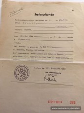 Certificat de defunció del Registre d'Arolsen (República federal alemanya) emès el 1960 (Font: arxiu personal de Ferran Brunet)