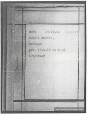 Fitxa de presoner de Mauthausen, amb número identificatiu, data d'arribada i categoria (Spanier). Com a professió hi apareix "fuster". (Font: ITS Bad Arolsen)