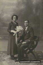 Foto de casament de Maurici Ribas Pujol i Carme Cristina Codina, any 1931."Font: col·lecció conservada per Rosa Corbera Flotats"