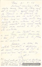 Carta de Josep Pons a la família de Bernat Toran explicant les gestions a l'Amicale de Mauthausen de França en favor seu per a obtenir la compensació del govern alemany. Setembre de 1957 (Font: arxiu particular de Rosa Toran)