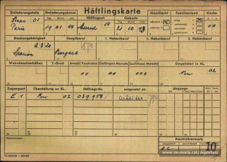 Targeta de presoner de la WVHA. Aquestes targetes no contenien ni tan sols el nom de la persona. (Font: Arxiu del Memorial de Flossenbürg)