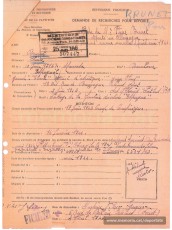 Fulls de recerca de desaparegut emesos pel govern francès entre 1945 i 1946, a petició d'Ignasi Vilaró. Vilaró era un company manresà de Brunet amb qui compartí l'exili, la detenció i l'internament a Compiègne. (Font: Archives des Victimes des Conflits Contemporains – Caen, França)