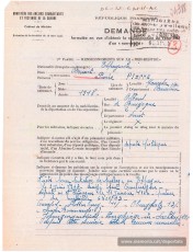Demande per obtenir del govern francès l'estatut de "no retornat" per a Pere Brunet, a iniciativa d'Ignasi Vilaró (Font: Archives des Victimes des Conflits Contemporains – Caen, França)