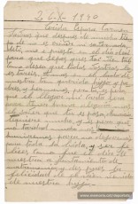 Carta de Maurici Ribas a la seva dona des del Frontstalag 210 d’Estrasburg, enyorant-se d’ella i del seu fill Isidre."Font: col·lecció conservada per Rosa Corbera Flotats"