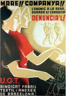Cartell sobre l'emboscat urbà, 1937; obra de Garriga i editat pel Sindicat Fabril de la Unió General de Treballadors de Barcelona.