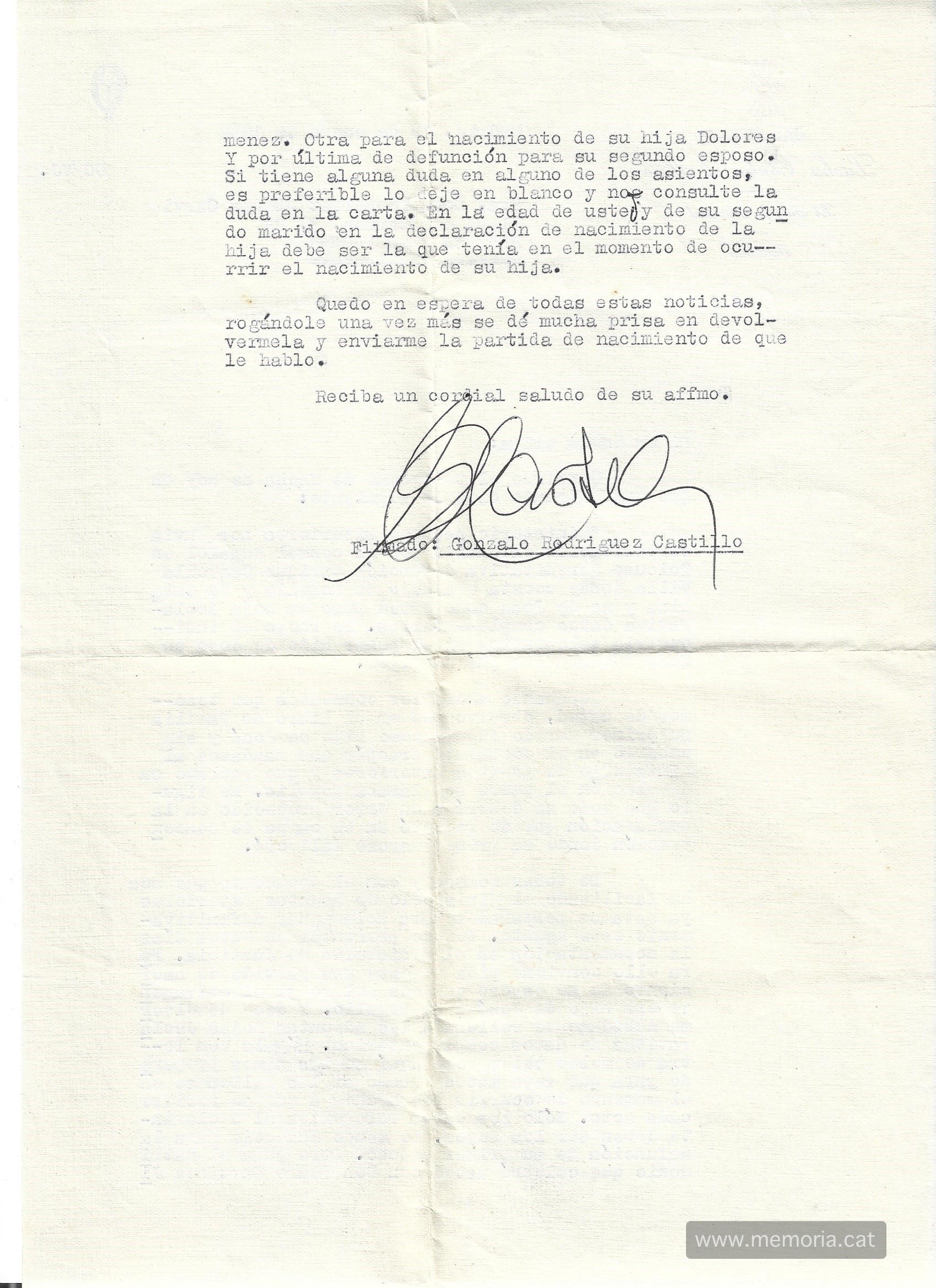 Segona part del document de la Obra Sindical. Font: Col·lecció familiar.