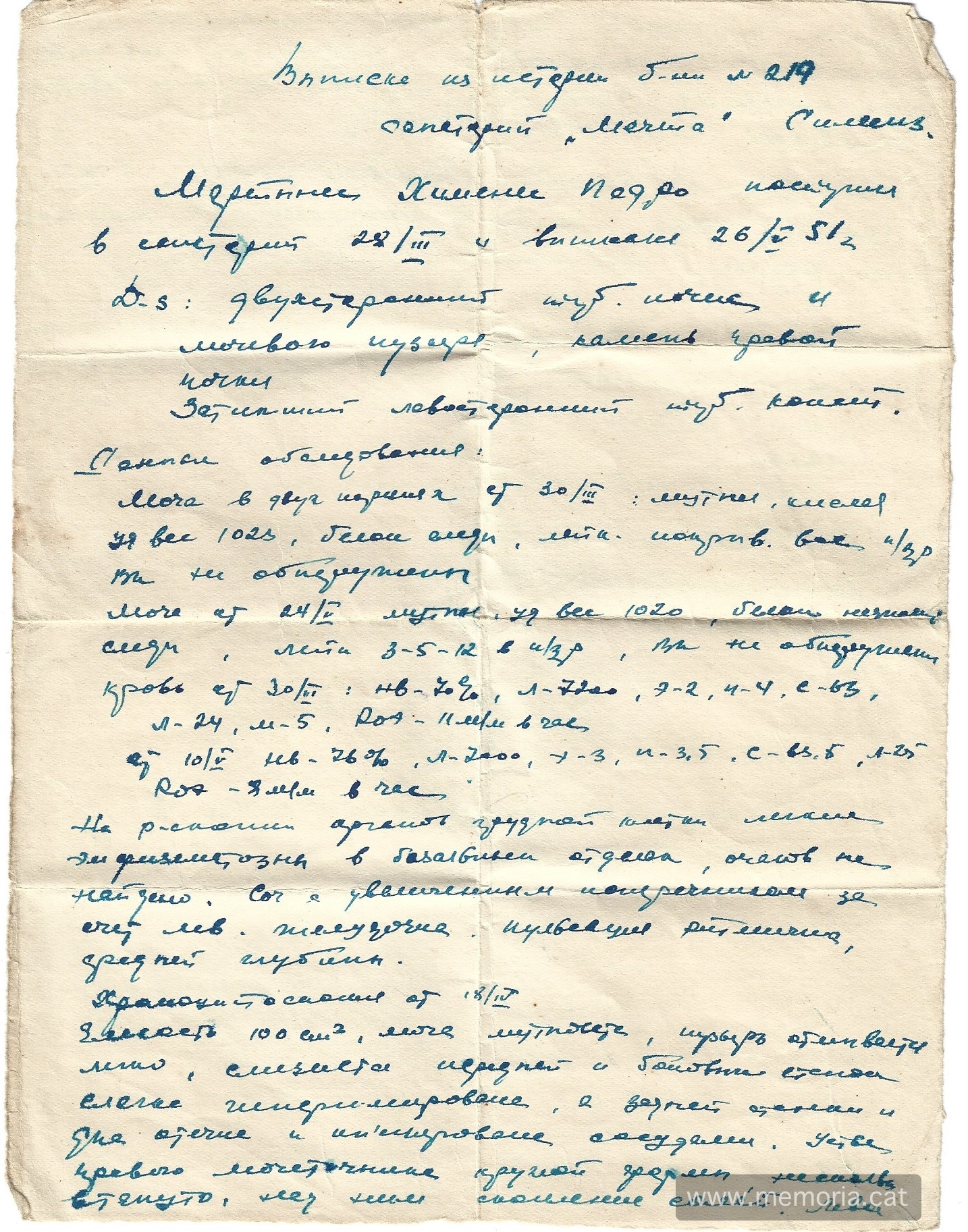 Informe amb els resultats de les analítiques del Pedro Martínez. Font: Col·lecció familiar.