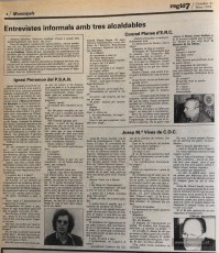 Entrevistes a Ignasi Perramon i Carrió; Conrad Planas i Bages i Josep M. Vives i Llambí. Gonçal Mazcuñán. Regió7, 31/3/1979