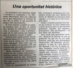 Una oportunitat històrica. Editorial de Regió7 (3/4/1979)

