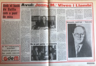 Entrevista a Josep M. Vives i Llambí. Joan Lladó i Font. Gazeta de Manresa. 24/3/1979 
