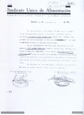Aval que signa Josep Aliet com a secretari del Sindicat de la Construcció de la CNT-AIT, juntament amb Emilià Martínez Espinosa del Sindicat dels Ferroviaris de la CNT-AIT, a favor de Vicente Casas Teres. (Centro Documental de la Memoria Histórica)