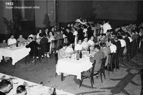 1953:  Sopar 50è aniversari Orfeó Manresà. (Foto enviada per Alba Bohigas Condal)