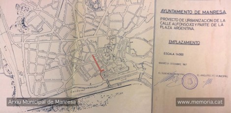 Expedient del projecte d’urbanització del carrer d’Alfons XII amb data de desembre de 1967. (Font: Arxiu Municipal de Manresa).