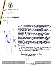 Certificació d’obres amb data el 6 d’octubre del 1969 pel la qual es comuniquen dos pagaments a l’empresa de Salvador Alemany Pous en concepte de la urbanització del carrer d’Alfons XII i de la plaça de la Reforma per un total de 226.572 pessetes. (Font: Arxiu Municipal de Manresa).