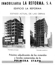 Publicitat del mes d’agost de 1966  al diari “Manresa” d’una primera promoció d’habitatges a la plaça de la Reforma. (Arxiu Comarcal del Bages).