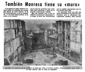 Ressò al diari “Manresa” del dia 31 de desembre de 1966 d’un cert malestar per la persistència del tram per obrir al mig del carrer d’Alfons XII. (Arxiu Comarcal del Bages).