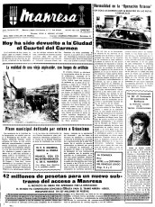 El diari “Manresa” del 2 d’abril del 1970 avança a la portada que al cap de dos dies s’inaugurarà oficialment el carrer d’Alfons XII. (Arxiu Comarcal del Bages)