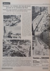. 6/6/1970: més fotos de la màquina i del primer tram de la carretera de Vic, des del Pont de Ferro. Es destaquen els 180 metres de formigó que s’hi col·loquen cada dia. (Arxiu Comarcal del Bages).