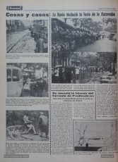 9/5/1970: “Cosas y casos”. El diari comenta una Fira de l’Ascensió de Manresa marcada per la pluja, que també va afectar l’inici de les obres. (Arxiu Comarcal del Bages).