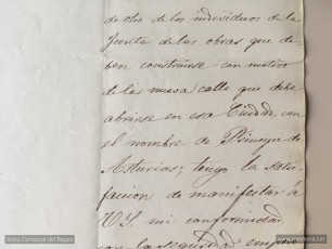 Abril del 1859: document sobre el nomenament de la Junta d’obres del nou carrer “Príncipe de Asturias”. (Font: Arxiu Comarcal del Bages).