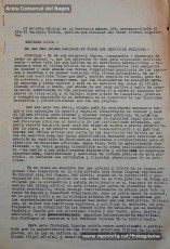 5/08/1940: circular del Gobierno Civil de Barcelona sobre “El uso del idioma nacional en todos los servicios públicos”, recogiendo lo dispuesto en el BOP del 31 de julio de 1940. En él se proclama el español como único idioma válido para la vida pública, al tiempo que relega los idiomas “regionales” a la vida privada. La primera disposición señala que "todos los funcionarios interinos de las Corporaciones provinciales y municipales de esta provincia, cualesquiera que sea su categoría, que en acto de servicio, dentro o fuera de los edificios oficiales, se expresen en otro idioma, que no sea el oficial del Estado quedarán ‘ipso facto’ destituidos, sin ulterior recurso". En el documento se pueden ver las firmas de todos los funcionaros del Ayuntamiento de Manresa, ya que fueron obligados a firmar el correspondiente enterado. Algunos funcionarios del cuerpo de guardias de paseo firmaron con la hulla dactilar por no saber escribir. (Arxiu Comarcal del Bages)