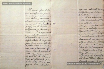 Gener-maig de 1939: acreditacions de mestres adreçades a l’alcalde de Manresa o a les autoritats pertinents per demostrar que exercien com a professors en escoles de la ciutat abans de l’arribada de les tropes franquistes i per indicar el sou que rebien. Els mestres que s’acrediten són: Concepció Abadal i Puigferrat, Trinitat Colomina Muràs, Àngela Mató Puigmitjà, Rosa Borràs Llauradó, Julita Llop Masqué, Pau Guiu Domingo, Dolors Mas de la Fuente, Guadalupe Guisasola Rodríguez, Josepa Borràs Aragonès, Felisa Rufas Clavera, Ramon Santacana Minguell, Aparici Jané Vila, Guadalupe Jané Cornet, Maria del Olvido Álvarez Álvarez, Ildefonsa Matamala Barnet, Valeri Caldas Altimiras, Carme Montagut Simó, Enric Morató Alguacil, Maria Teresa Llorens, Concepció Serrano Hernández, Maria Rosario Biel Casals, Maria Vall Soldevila, Carme Piqué Bartolomé, Josep Vidal Monge, Maria Garriga Pons, Teresa Llasera Sala, Ramon Pallàs Prades, Maria Llaveries Viladomiu, Vicenta Cuende Sierra, Josepa Riera Vives, Rosa Macau Roig, Vicenç Ramírez Tormo, Maria Teresa Bruto Sans, Hermenegild Lladó Bilarrubies, Pilar Espada Cristóbal, Purificació Espada Cristóbal, Dolors Ribes Grau, Assumpció Tomàs Suades, Rosa Fortuny Riera, Josep Martínez Aguado, Assumpció Rovira Tenas, Antònia Trapé Carrera, Aureli Górriz Vivas, Eugènia Giró Ortega, Pere Aloy Anell, Maties Modest Vicente Giménez, Joan Martí Garriga i Aurora Bernal Navarro. (Arxiu Municipal de Manresa)