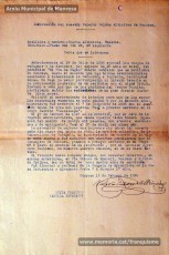 Gener-maig de 1939: acreditacions de mestres adreçades a l’alcalde de Manresa o a les autoritats pertinents per demostrar que exercien com a professors en escoles de la ciutat abans de l’arribada de les tropes franquistes i per indicar el sou que rebien. Els mestres que s’acrediten són: Concepció Abadal i Puigferrat, Trinitat Colomina Muràs, Àngela Mató Puigmitjà, Rosa Borràs Llauradó, Julita Llop Masqué, Pau Guiu Domingo, Dolors Mas de la Fuente, Guadalupe Guisasola Rodríguez, Josepa Borràs Aragonès, Felisa Rufas Clavera, Ramon Santacana Minguell, Aparici Jané Vila, Guadalupe Jané Cornet, Maria del Olvido Álvarez Álvarez, Ildefonsa Matamala Barnet, Valeri Caldas Altimiras, Carme Montagut Simó, Enric Morató Alguacil, Maria Teresa Llorens, Concepció Serrano Hernández, Maria Rosario Biel Casals, Maria Vall Soldevila, Carme Piqué Bartolomé, Josep Vidal Monge, Maria Garriga Pons, Teresa Llasera Sala, Ramon Pallàs Prades, Maria Llaveries Viladomiu, Vicenta Cuende Sierra, Josepa Riera Vives, Rosa Macau Roig, Vicenç Ramírez Tormo, Maria Teresa Bruto Sans, Hermenegild Lladó Bilarrubies, Pilar Espada Cristóbal, Purificació Espada Cristóbal, Dolors Ribes Grau, Assumpció Tomàs Suades, Rosa Fortuny Riera, Josep Martínez Aguado, Assumpció Rovira Tenas, Antònia Trapé Carrera, Aureli Górriz Vivas, Eugènia Giró Ortega, Pere Aloy Anell, Maties Modest Vicente Giménez, Joan Martí Garriga i Aurora Bernal Navarro. (Arxiu Municipal de Manresa)