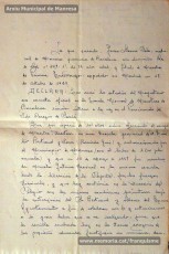 Gener-maig de 1939: acreditacions de mestres adreçades a l’alcalde de Manresa o a les autoritats pertinents per demostrar que exercien com a professors en escoles de la ciutat abans de l’arribada de les tropes franquistes i per indicar el sou que rebien. Els mestres que s’acrediten són: Concepció Abadal i Puigferrat, Trinitat Colomina Muràs, Àngela Mató Puigmitjà, Rosa Borràs Llauradó, Julita Llop Masqué, Pau Guiu Domingo, Dolors Mas de la Fuente, Guadalupe Guisasola Rodríguez, Josepa Borràs Aragonès, Felisa Rufas Clavera, Ramon Santacana Minguell, Aparici Jané Vila, Guadalupe Jané Cornet, Maria del Olvido Álvarez Álvarez, Ildefonsa Matamala Barnet, Valeri Caldas Altimiras, Carme Montagut Simó, Enric Morató Alguacil, Maria Teresa Llorens, Concepció Serrano Hernández, Maria Rosario Biel Casals, Maria Vall Soldevila, Carme Piqué Bartolomé, Josep Vidal Monge, Maria Garriga Pons, Teresa Llasera Sala, Ramon Pallàs Prades, Maria Llaveries Viladomiu, Vicenta Cuende Sierra, Josepa Riera Vives, Rosa Macau Roig, Vicenç Ramírez Tormo, Maria Teresa Bruto Sans, Hermenegild Lladó Bilarrubies, Pilar Espada Cristóbal, Purificació Espada Cristóbal, Dolors Ribes Grau, Assumpció Tomàs Suades, Rosa Fortuny Riera, Josep Martínez Aguado, Assumpció Rovira Tenas, Antònia Trapé Carrera, Aureli Górriz Vivas, Eugènia Giró Ortega, Pere Aloy Anell, Maties Modest Vicente Giménez, Joan Martí Garriga i Aurora Bernal Navarro. (Arxiu Municipal de Manresa)