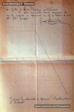 Gener-maig de 1939: acreditacions de mestres adreçades a l’alcalde de Manresa o a les autoritats pertinents per demostrar que exercien com a professors en escoles de la ciutat abans de l’arribada de les tropes franquistes i per indicar el sou que rebien. Els mestres que s’acrediten són: Concepció Abadal i Puigferrat, Trinitat Colomina Muràs, Àngela Mató Puigmitjà, Rosa Borràs Llauradó, Julita Llop Masqué, Pau Guiu Domingo, Dolors Mas de la Fuente, Guadalupe Guisasola Rodríguez, Josepa Borràs Aragonès, Felisa Rufas Clavera, Ramon Santacana Minguell, Aparici Jané Vila, Guadalupe Jané Cornet, Maria del Olvido Álvarez Álvarez, Ildefonsa Matamala Barnet, Valeri Caldas Altimiras, Carme Montagut Simó, Enric Morató Alguacil, Maria Teresa Llorens, Concepció Serrano Hernández, Maria Rosario Biel Casals, Maria Vall Soldevila, Carme Piqué Bartolomé, Josep Vidal Monge, Maria Garriga Pons, Teresa Llasera Sala, Ramon Pallàs Prades, Maria Llaveries Viladomiu, Vicenta Cuende Sierra, Josepa Riera Vives, Rosa Macau Roig, Vicenç Ramírez Tormo, Maria Teresa Bruto Sans, Hermenegild Lladó Bilarrubies, Pilar Espada Cristóbal, Purificació Espada Cristóbal, Dolors Ribes Grau, Assumpció Tomàs Suades, Rosa Fortuny Riera, Josep Martínez Aguado, Assumpció Rovira Tenas, Antònia Trapé Carrera, Aureli Górriz Vivas, Eugènia Giró Ortega, Pere Aloy Anell, Maties Modest Vicente Giménez, Joan Martí Garriga i Aurora Bernal Navarro. (Arxiu Municipal de Manresa)