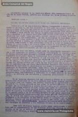 5/08/1940: circular del Gobierno Civil de Barcelona sobre “El uso del idioma nacional en todos los servicios públicos”, recogiendo lo dispuesto en el BOP del 31 de julio de 1940. En él se proclama el español como único idioma válido para la vida pública, al tiempo que relega los idiomas “regionales” a la vida privada. La primera disposición señala que "todos los funcionarios interinos de las Corporaciones provinciales y municipales de esta provincia, cualesquiera que sea su categoría, que en acto de servicio, dentro o fuera de los edificios oficiales, se expresen en otro idioma, que no sea el oficial del Estado quedarán ‘ipso facto’ destituidos, sin ulterior recurso". En el documento se pueden ver las firmas de todos los funcionaros del Ayuntamiento de Manresa, ya que fueron obligados a firmar el correspondiente enterado. Algunos funcionarios del cuerpo de guardias de paseo firmaron con la hulla dactilar por no saber escribir. (Arxiu Comarcal del Bages)