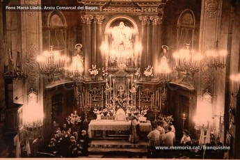 13/11/1949: homenaje al rector de la parroquia del Carmen de Manresa, Miquel Pla, en su 25º aniversario como cura de la parroquia. (Fondo Marià Lladó. Arxiu Comarcal del Bages).